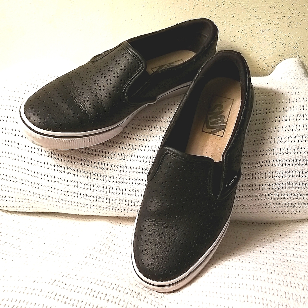Vans perforated leather slip ons